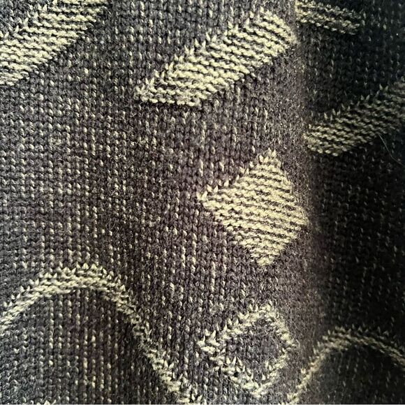 Vintage 90’s Men's Black/Grey Sweater Sz Large 100% ACRYLIC/vegan leather - Picture 8 of 12